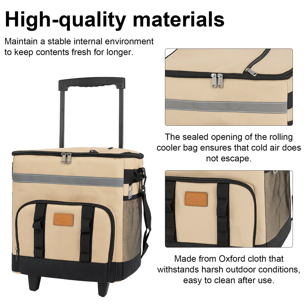 Large Rolling Cooler Leakproof Insulated Wheels Collapsible